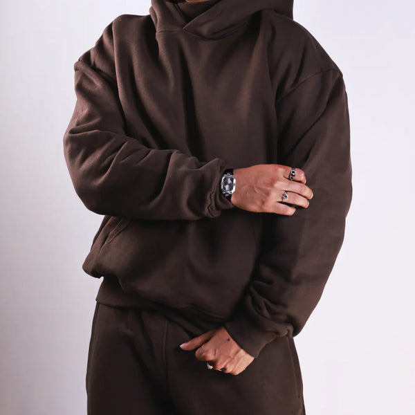 "Oversized Dark Brown Hoodie & Jogger Set"