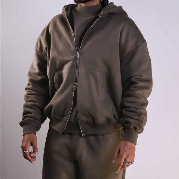 "Oversized Zip-Up Hoodie & Jogger Set"